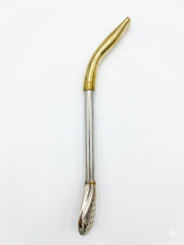 Bombilla Alpaca pico de loro con boquilla de bronce